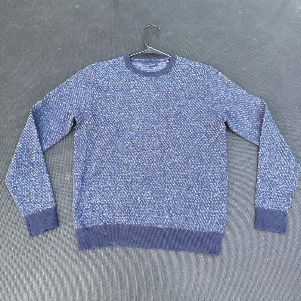 TOSCANO size M Men's Blue Sweater 50%wool